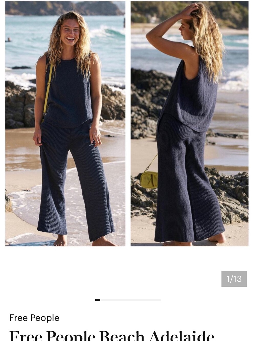 Free People Beach Adelaide Sweater Set in Navy blue